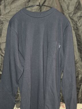 Supreme Navy Blue Long Sleeve Pocket Tee